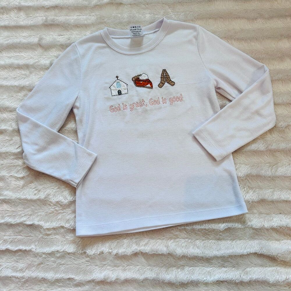 Boy’s Embroidered Thanksgiving/Holiday LS Shirt Size 6